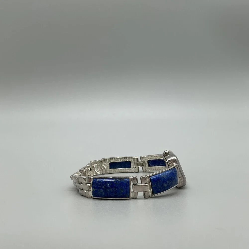 Gem Time Womens Watch 19mm MOP Dial Silver Tone Lapis Bracelet New Battery 7